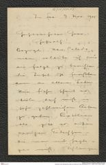 Nachlass Franz Steindachner, Brief von Höhnel an Franz Steindachner (07.11.1905), Inv.Nr. 230.03, Seite 1